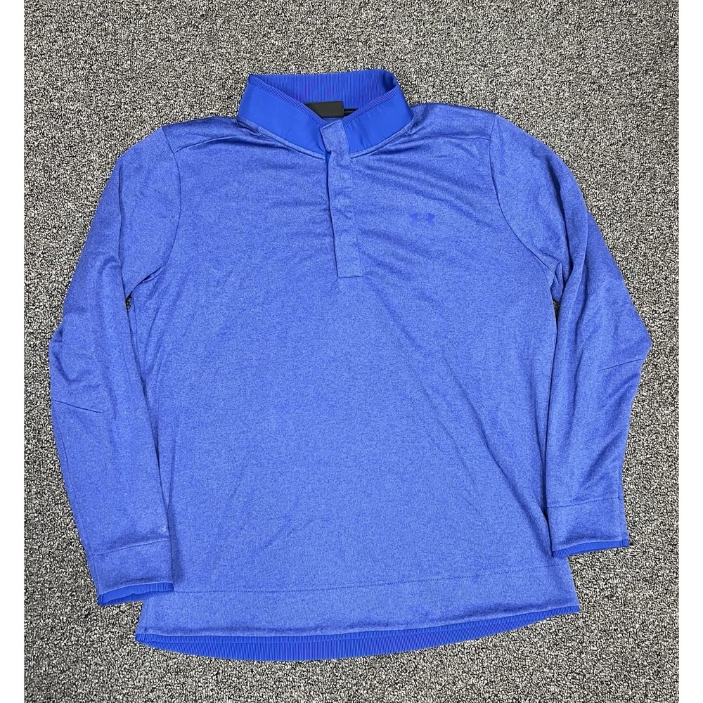 Under Armour Mens 1/4 Pullover Sweatshirt 2XL Loose Fit Golf ColdGear Blue